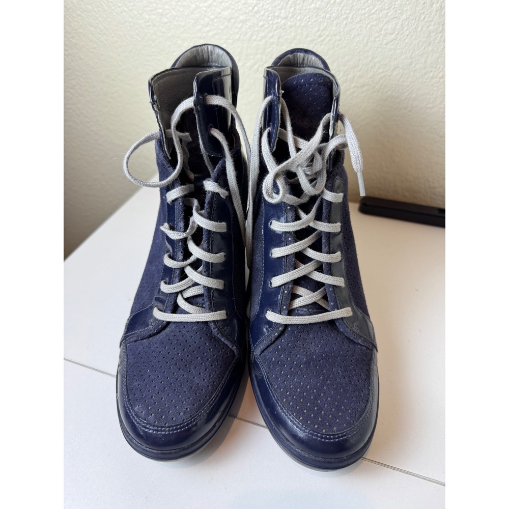 Tsubo Wedge‎ Sneaker Boots Women 10 Leather Suede Lace Up Minimalist Streetwear